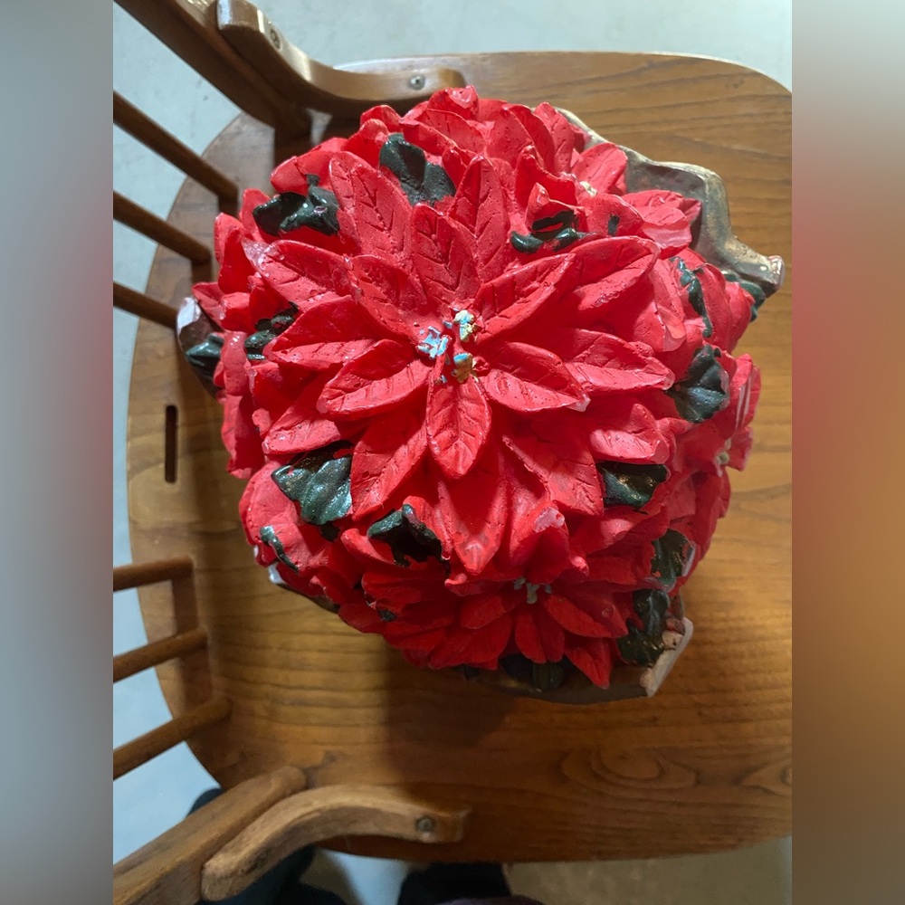 delicates Red Poinsettia Holiday Accent